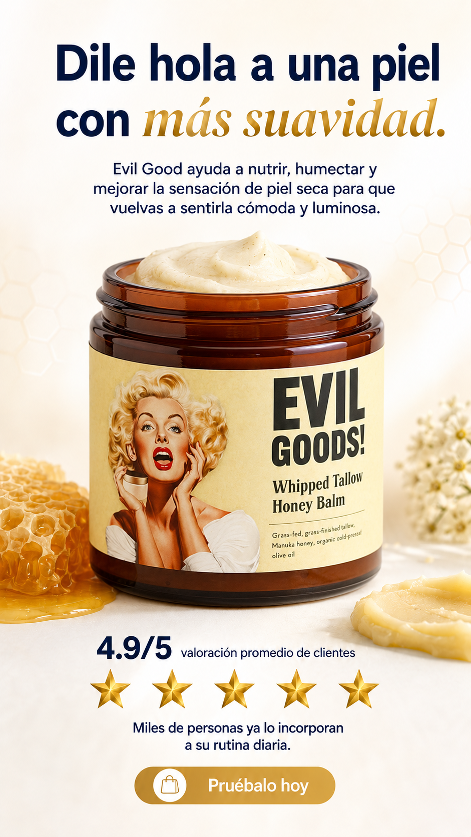Evil Goods Bálsamo Nutritivo de Sebo y Miel para Piel Seca