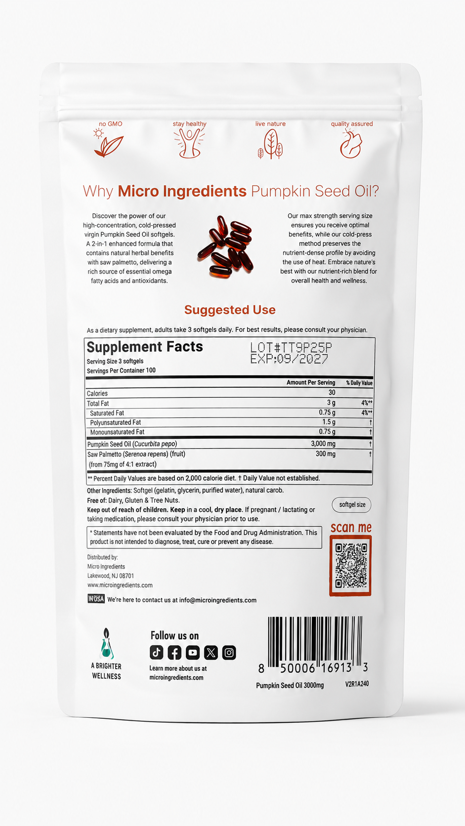 Aceite de Semilla de Calabaza + Extracto de Saw Palmetto | 90 Cápsulas