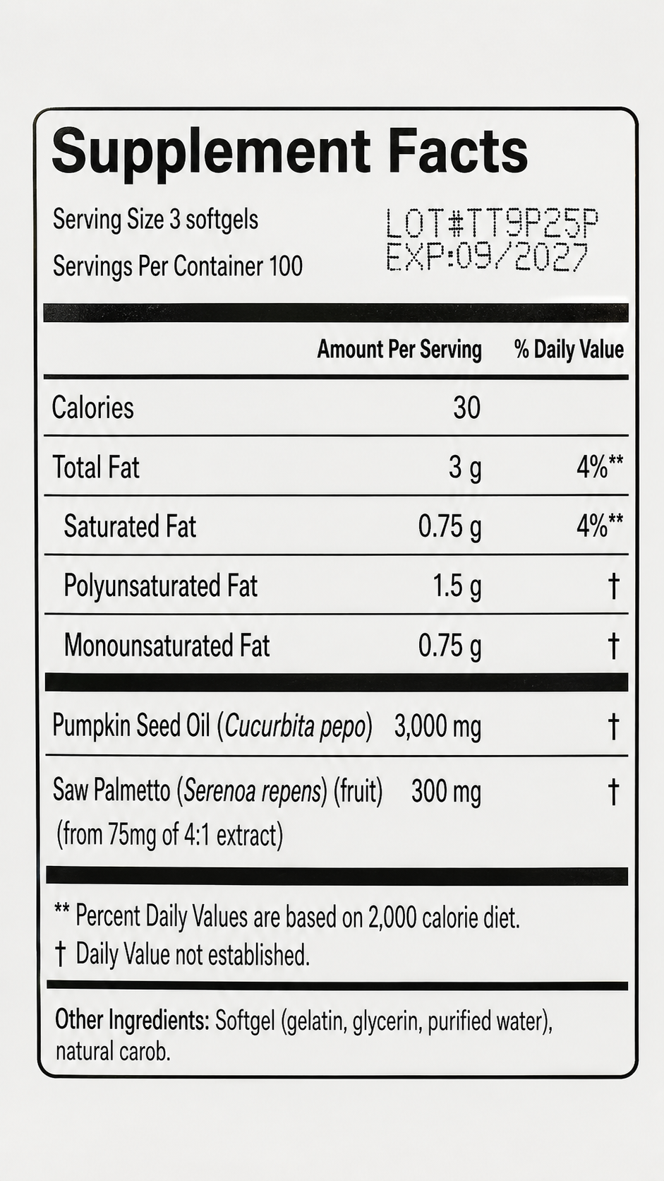 Aceite de Semilla de Calabaza + Extracto de Saw Palmetto | 90 Cápsulas