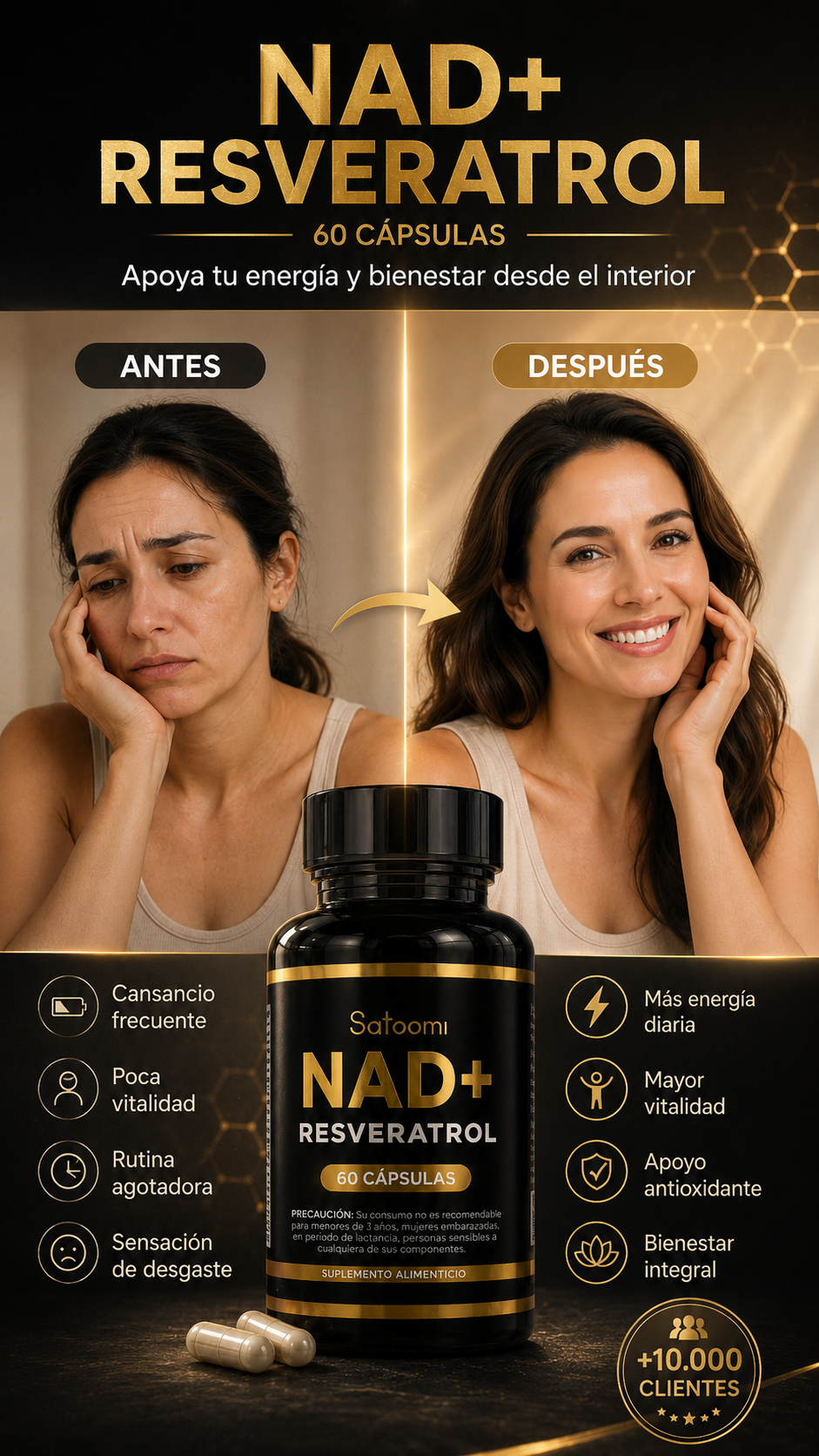 NAD+ Resveratrol™ | Fórmula Anti-Edad  (60 Cápsulas)💊